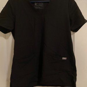 Figs Black Scrub Top